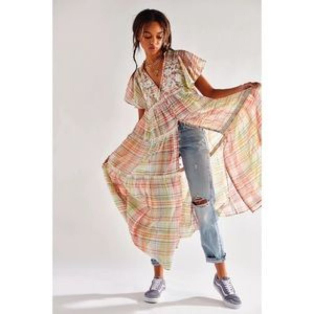 NWOT Free People Sally Plaid Maxi Top Dress